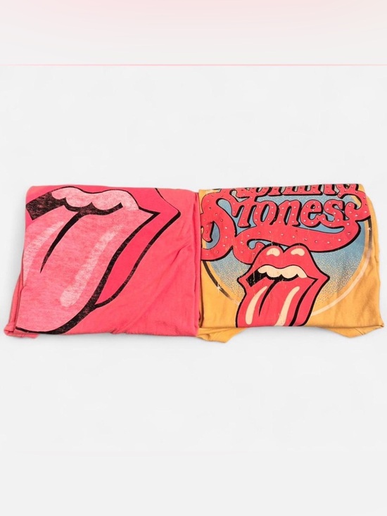 Time and Tru Tops - Rolling Stones Graphic Tee Bundle Women XL NWT Pink Yellow Band Shirt 2 Bundle